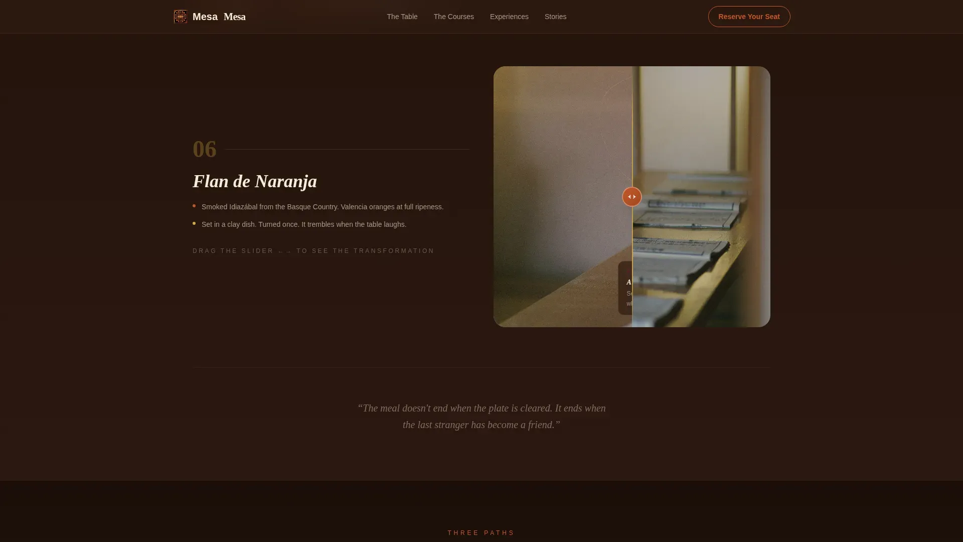 Agrarian Spanish Tasting Menu Landing Page Template