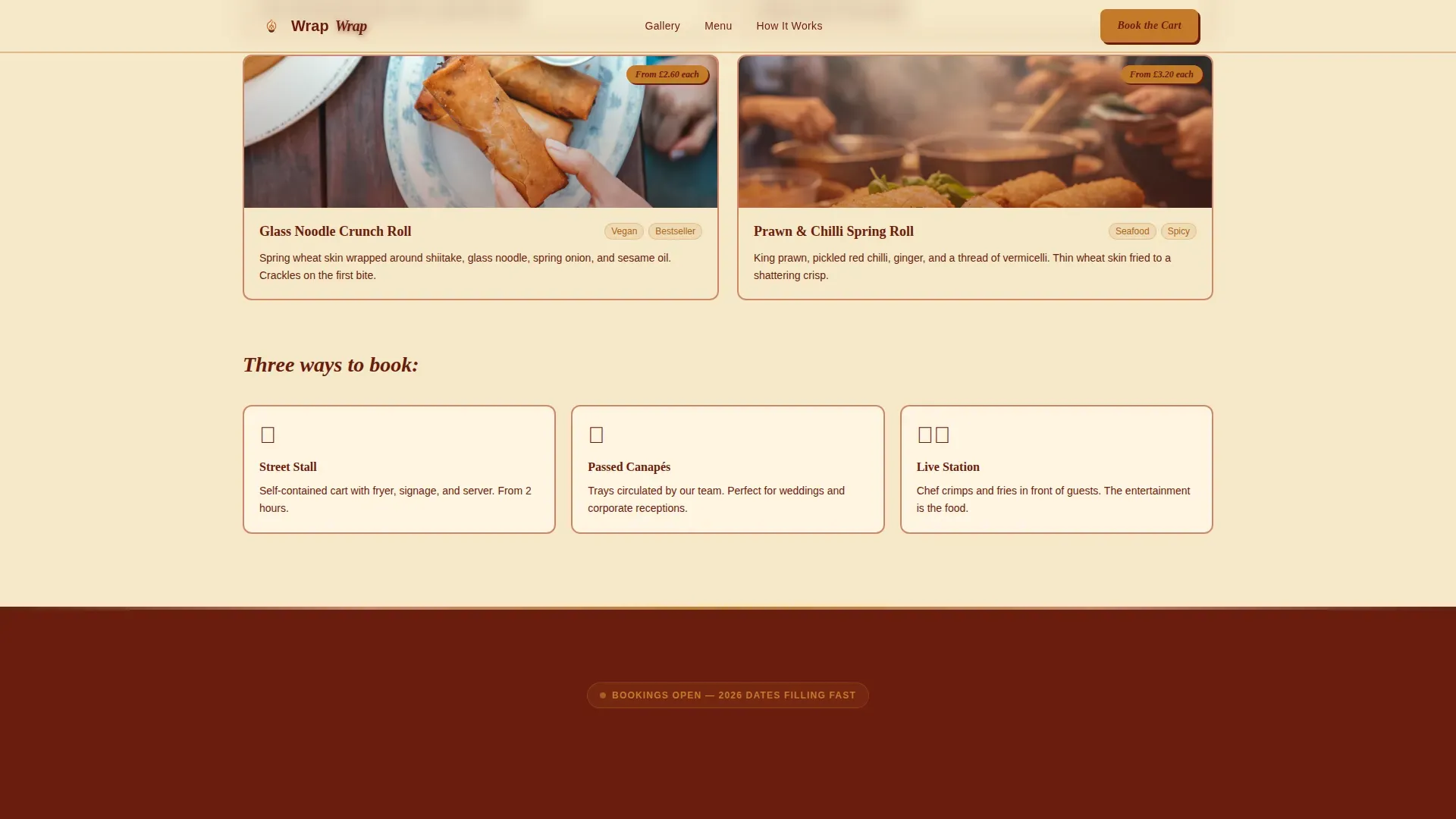 Neo-Retro Street Food Event Booking Landing Page Template