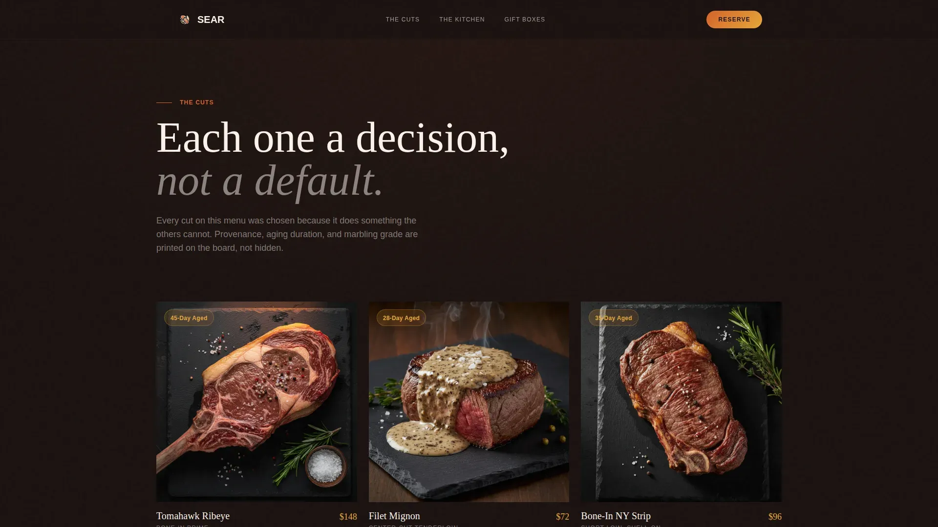 Luxe Minimal Steakhouse Gallery Landing Page Template