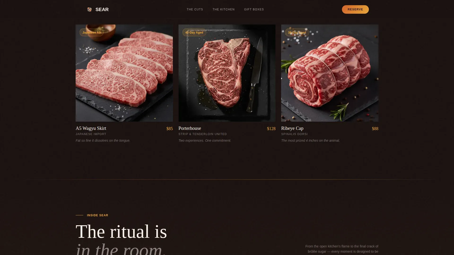 Luxe Minimal Steakhouse Gallery Landing Page Template