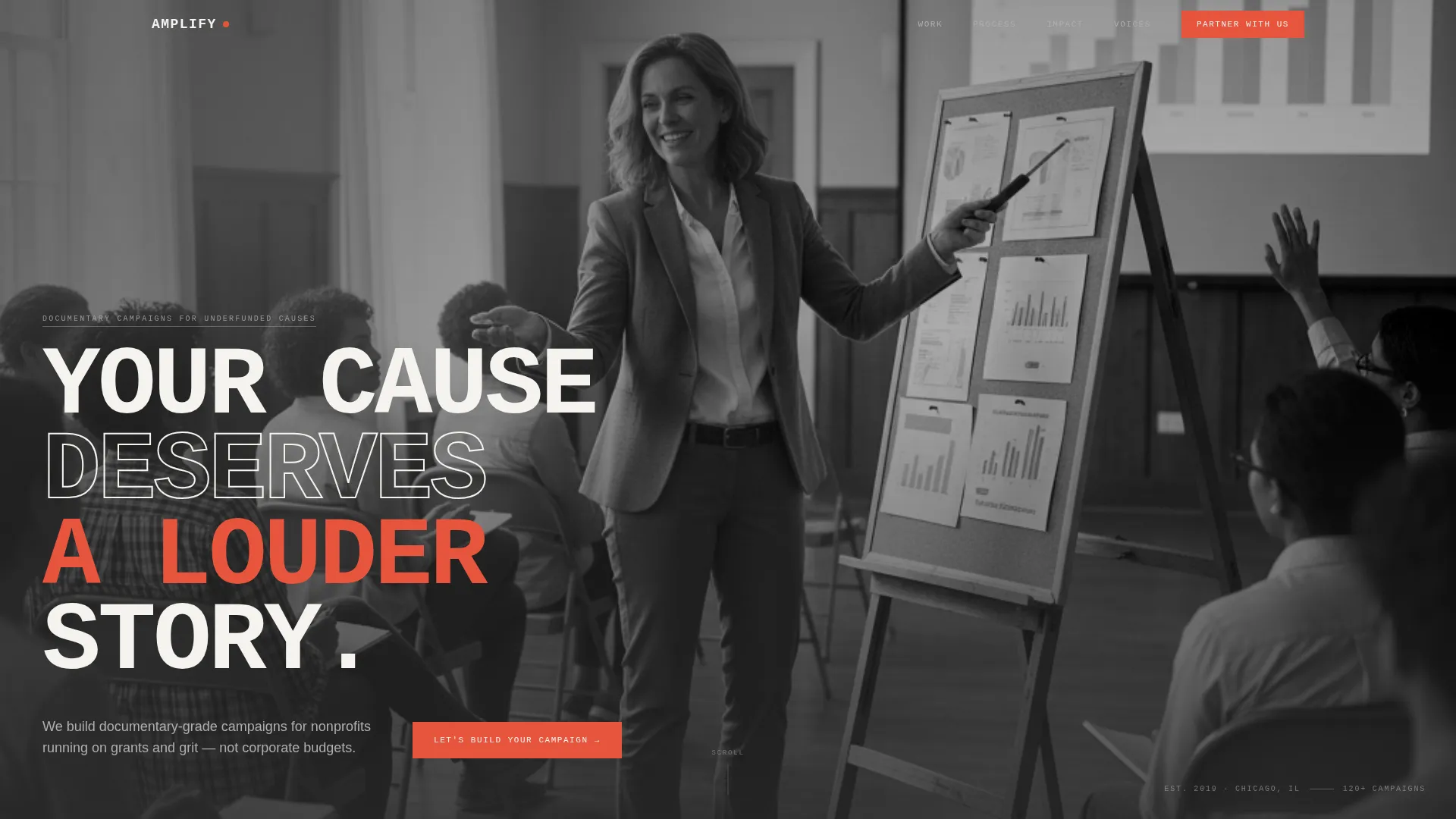 Bold Brutalist Nonprofit Agency Landing Page Template
