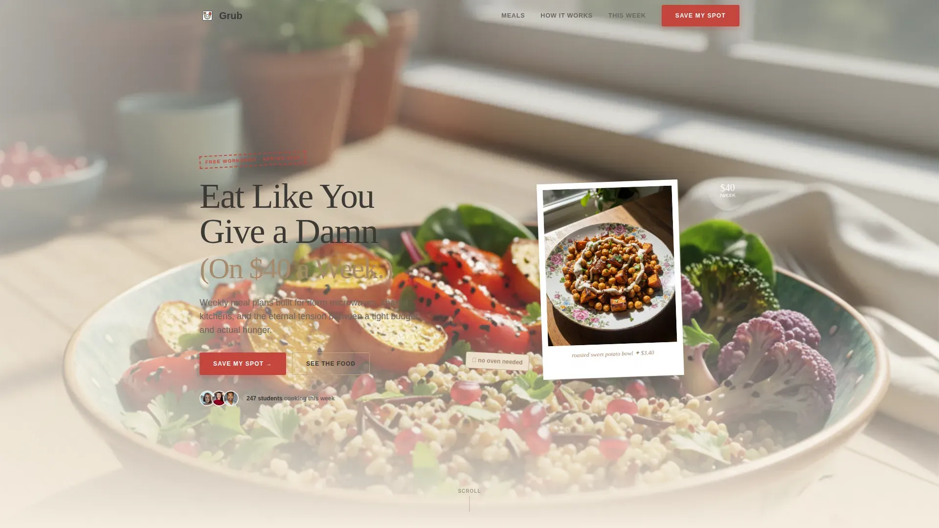Affordable Student Meal Plan Landing Page Template