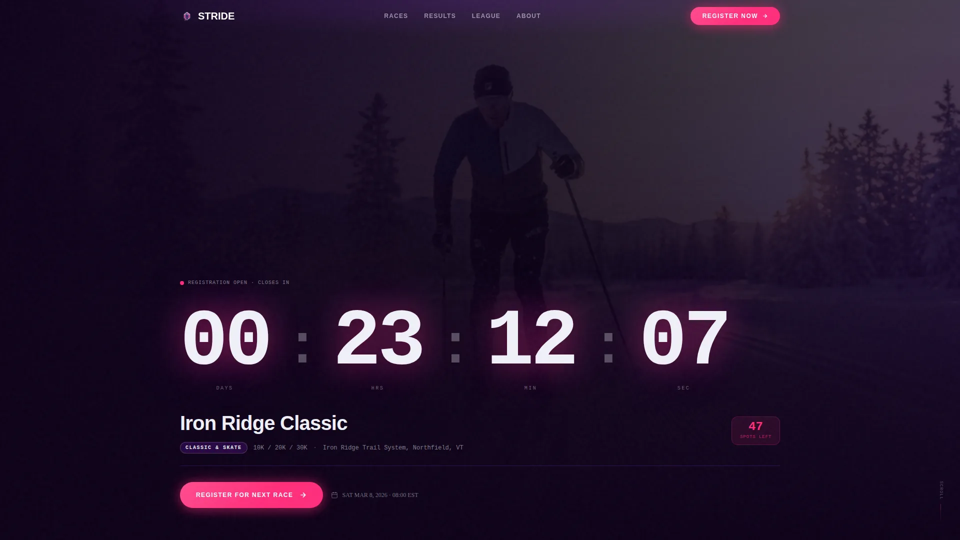 Cross-Country Skiing Pre-Launch Website Template