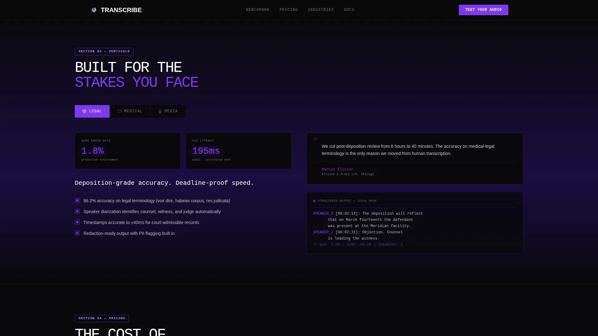 Speech Recognition Technology Pricing & Packages Website Template