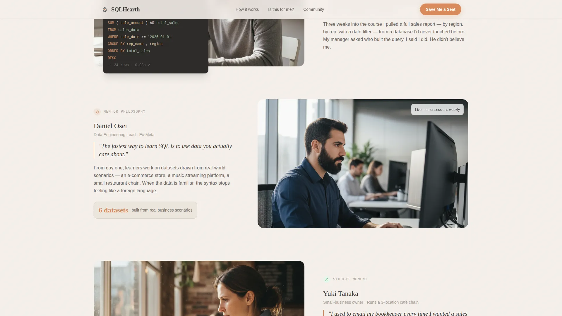 SQL & Database Online Course Landing Page Template