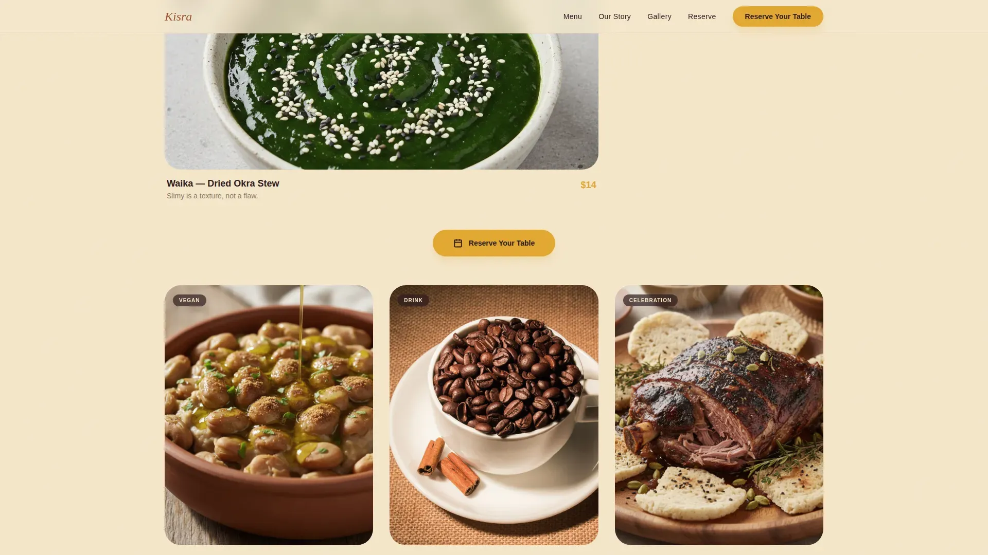 Sudanese Restaurant Landing Page Template