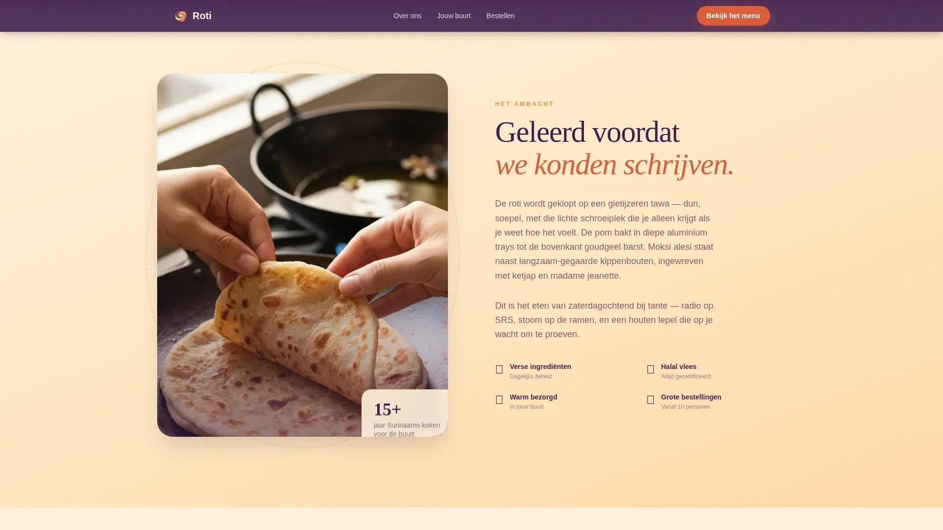 Surinamese Catering Landing Page Template