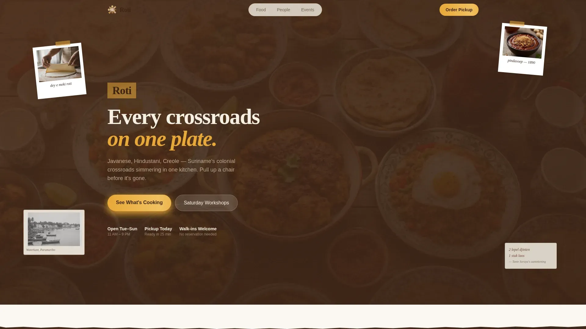 Authentic Surinamese Restaurant Landing Page Template