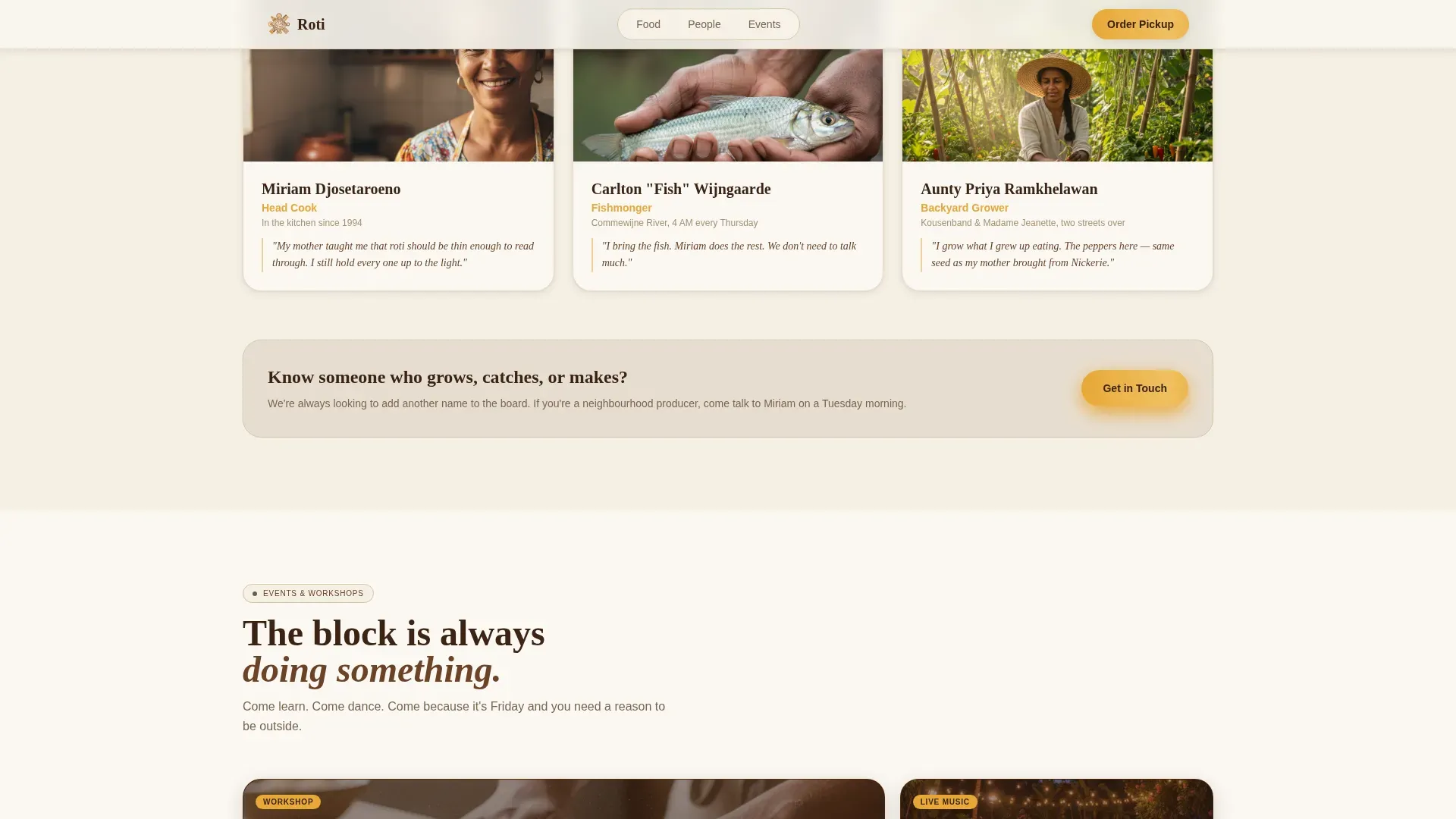 Authentic Surinamese Restaurant Landing Page Template