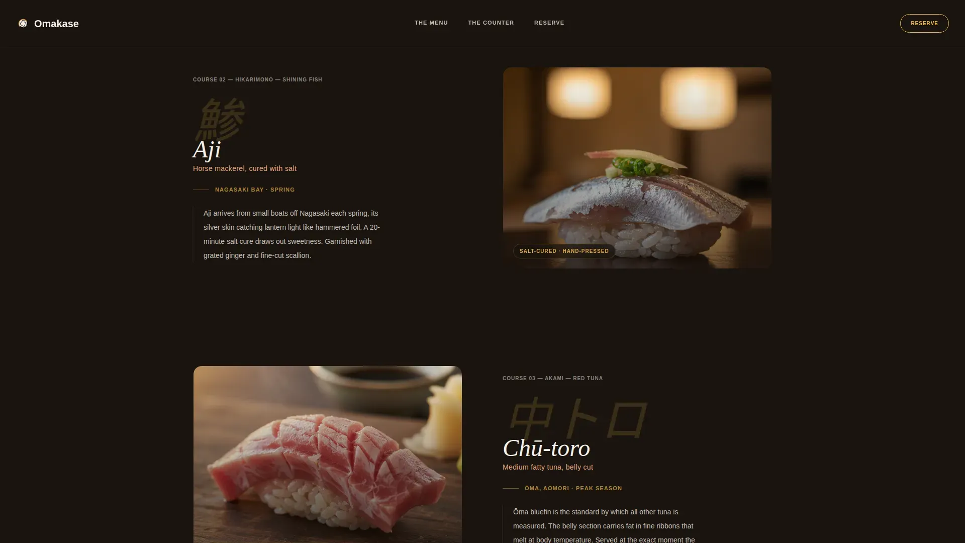 Warm Artisan Sushi Restaurant Landing Page Template