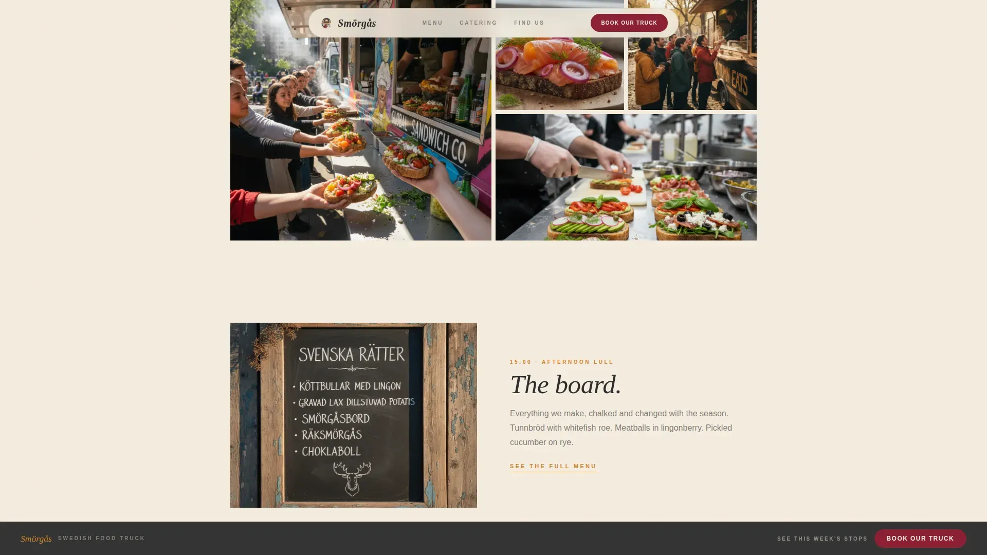 Artisan Swedish Food Truck Landing Page Template