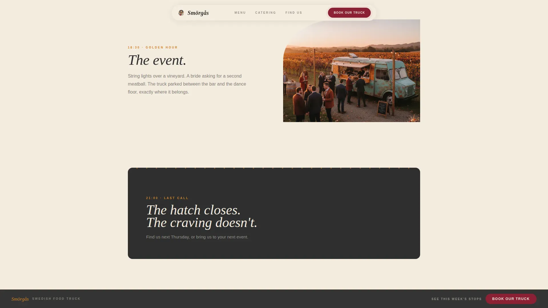 Artisan Swedish Food Truck Landing Page Template