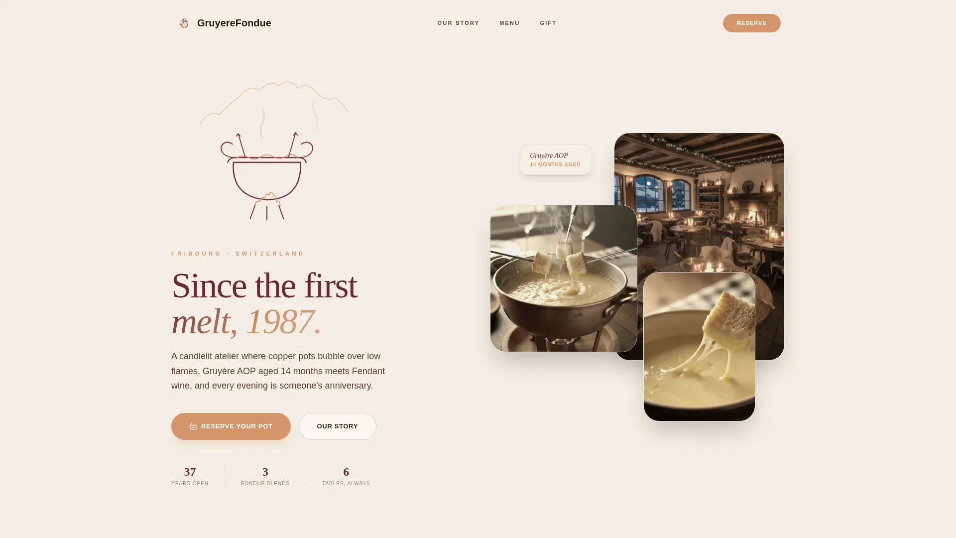 Luxe Fondue Restaurant Landing Page Template