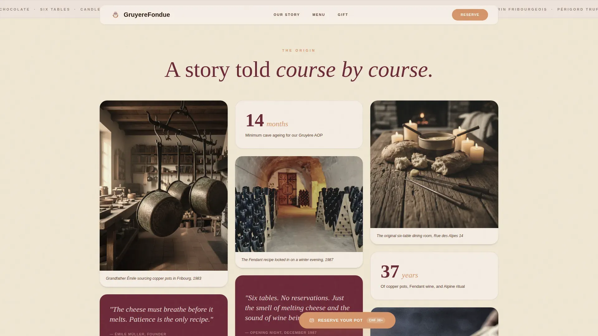 Luxe Fondue Restaurant Landing Page Template