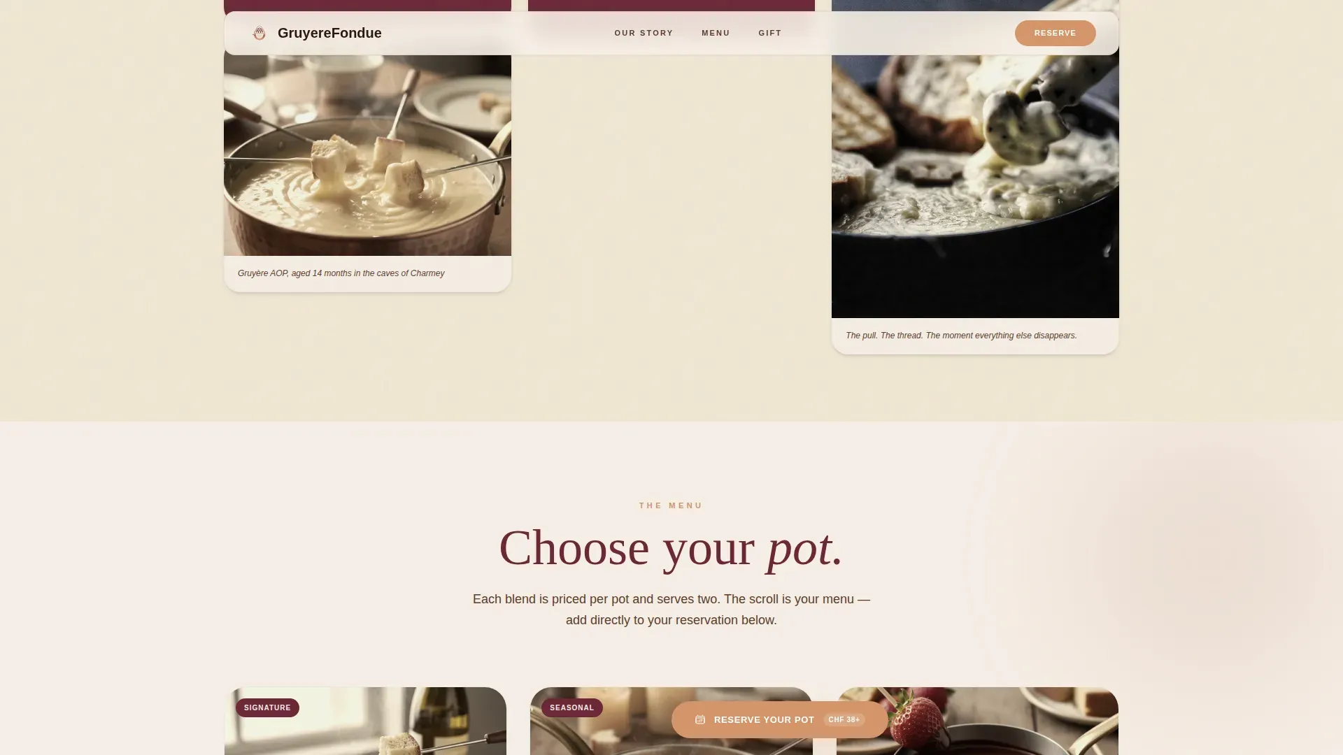 Luxe Fondue Restaurant Landing Page Template
