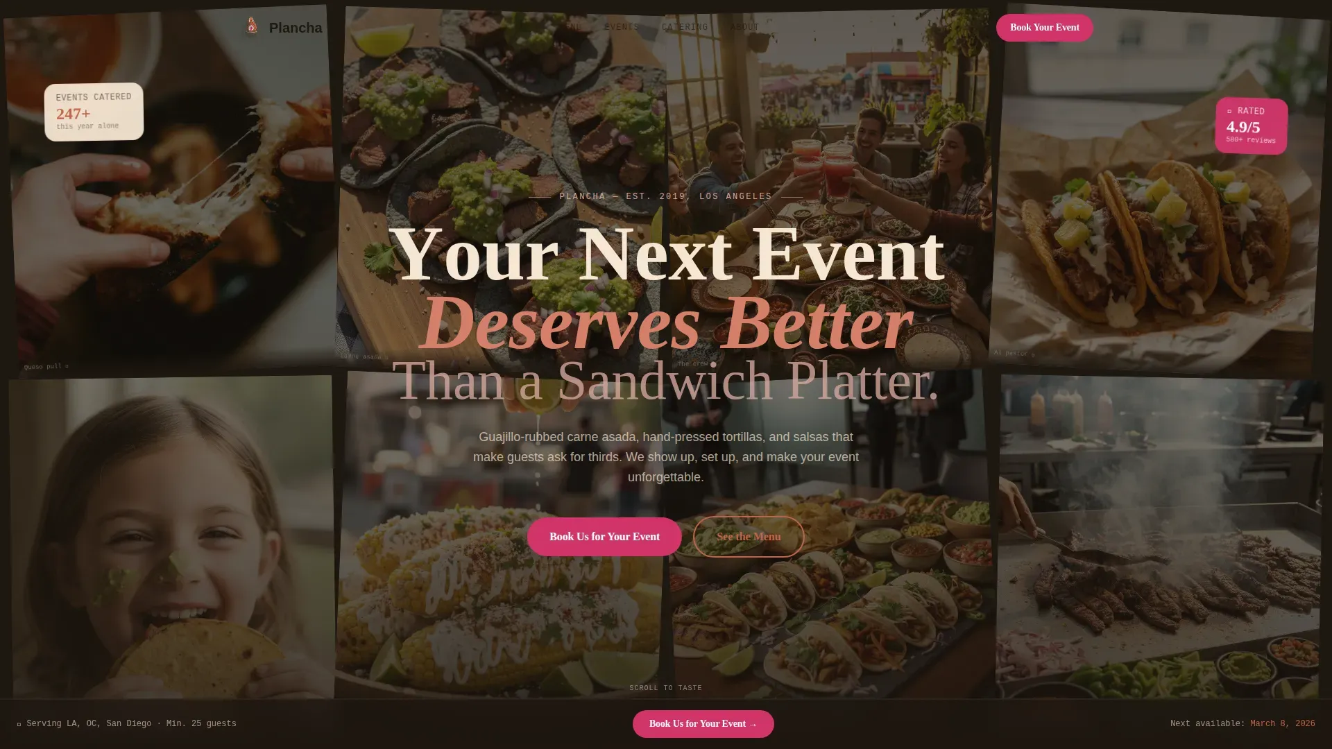 Bold Taco Catering Event Landing Page Template