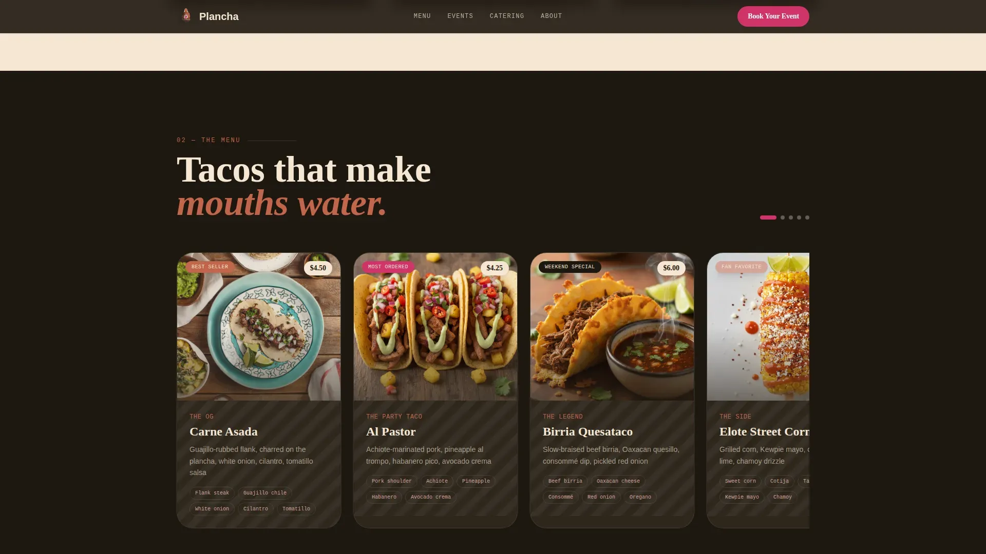 Bold Taco Catering Event Landing Page Template