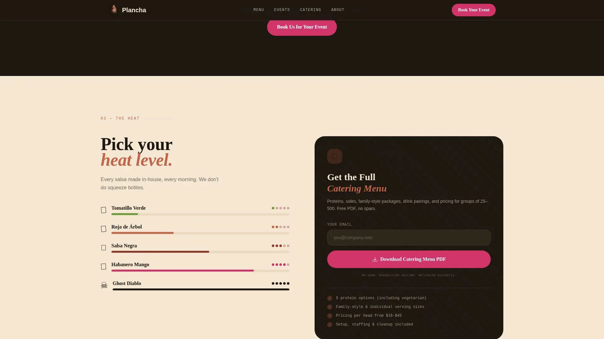Bold Taco Catering Event Landing Page Template