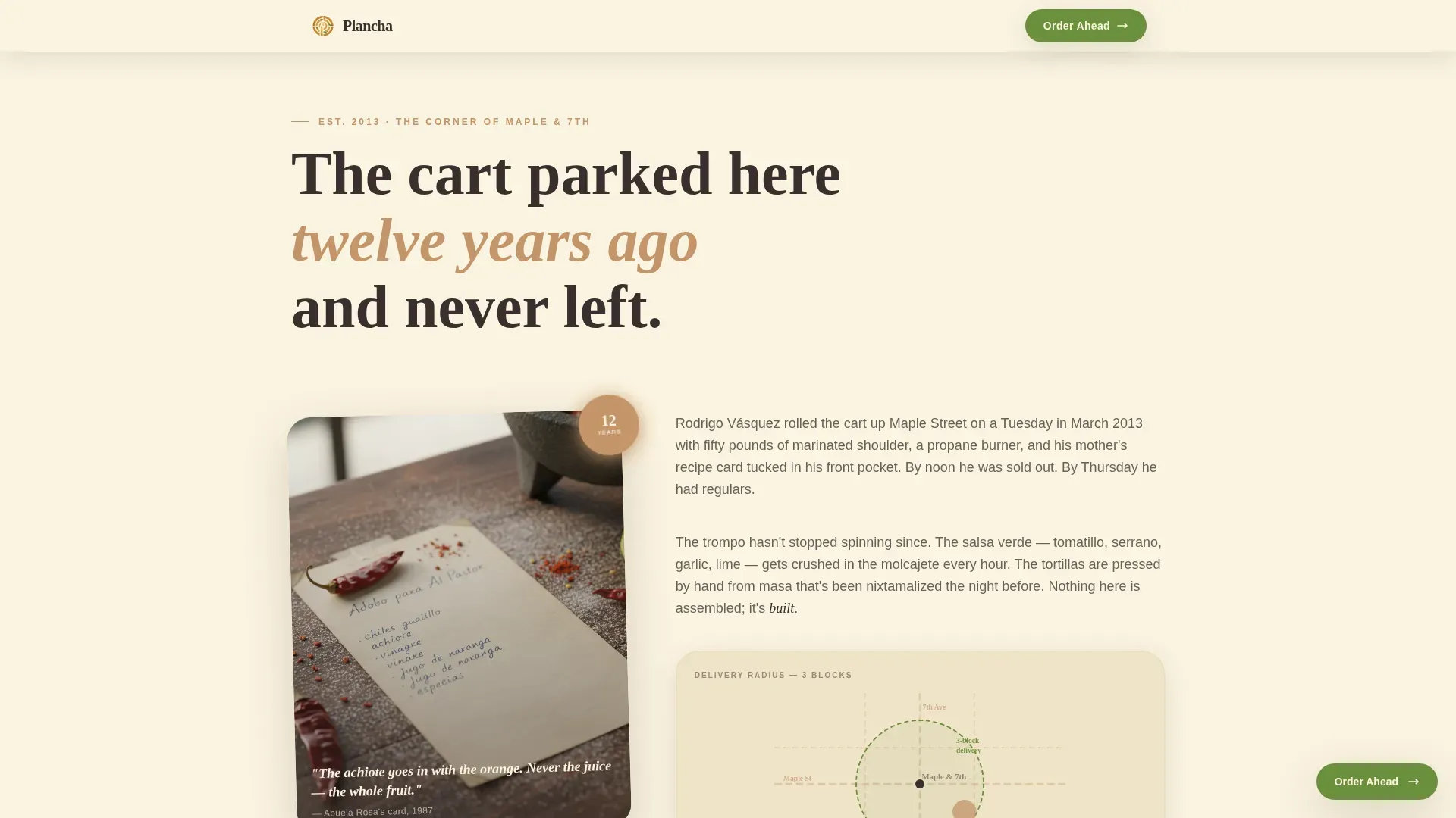 Neighborhood Taco Stand Order Ahead Landing Page Template