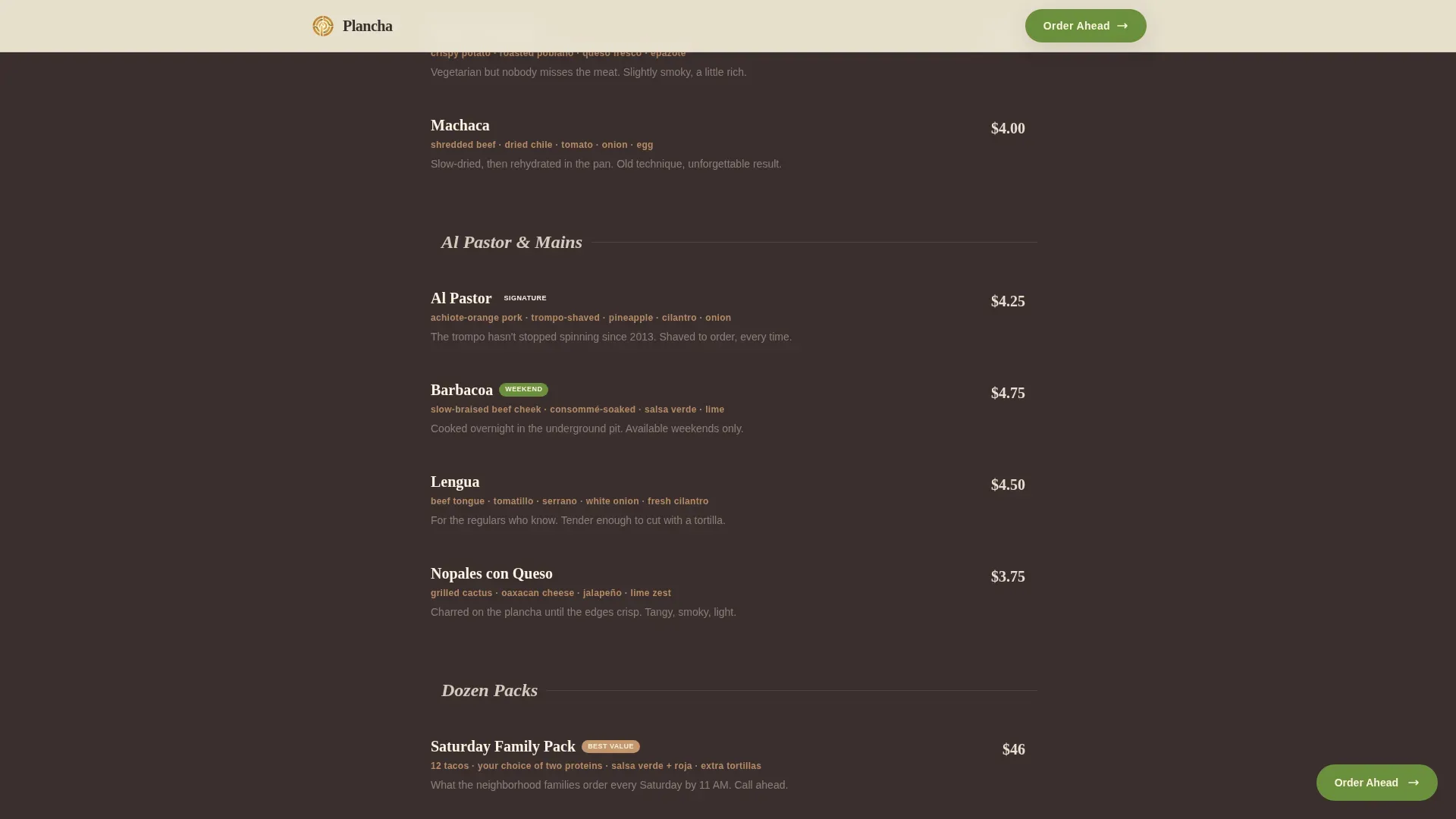 Neighborhood Taco Stand Order Ahead Landing Page Template