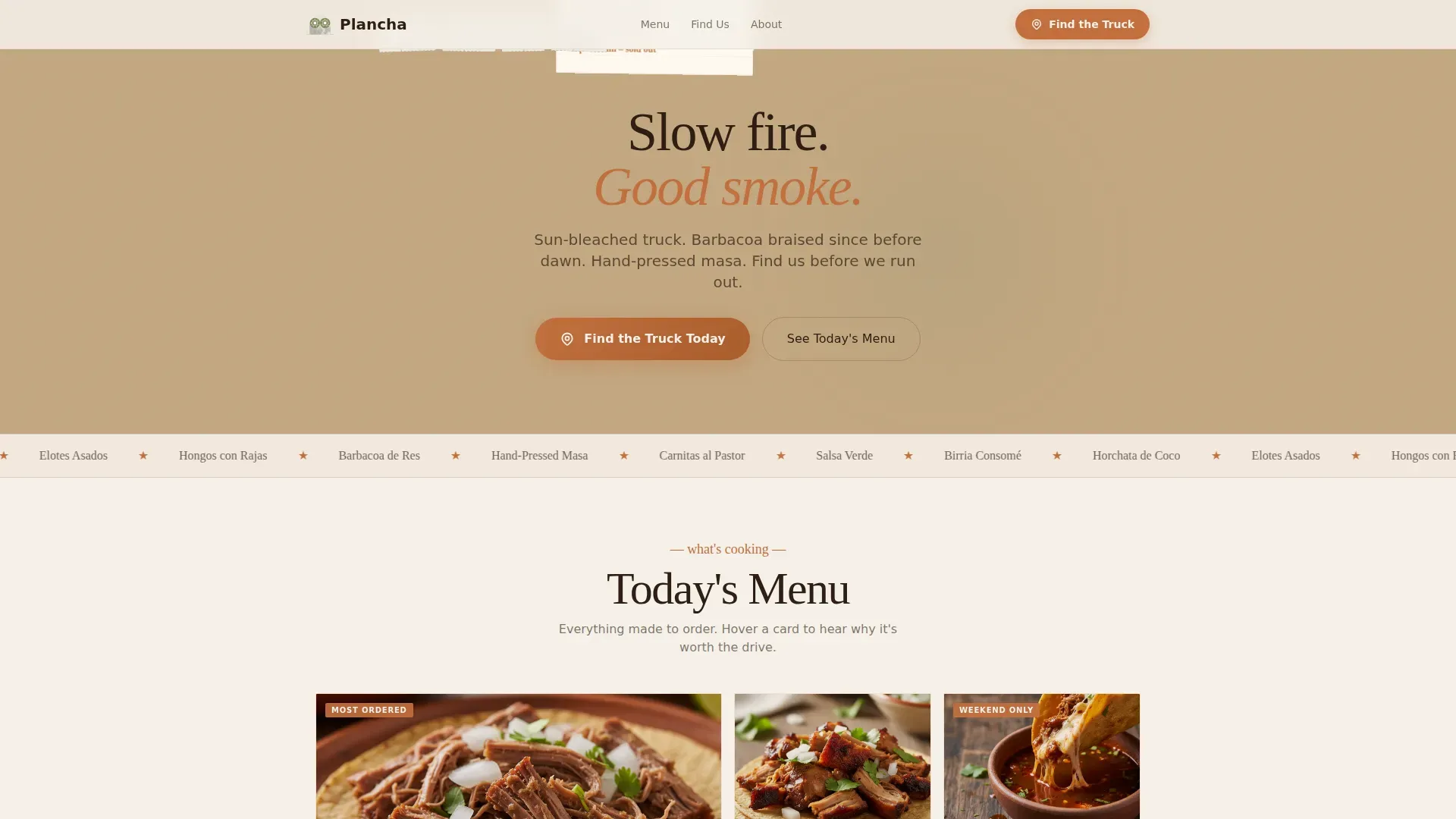 Taco Truck Landing Page Template - Sunset Mesa Design