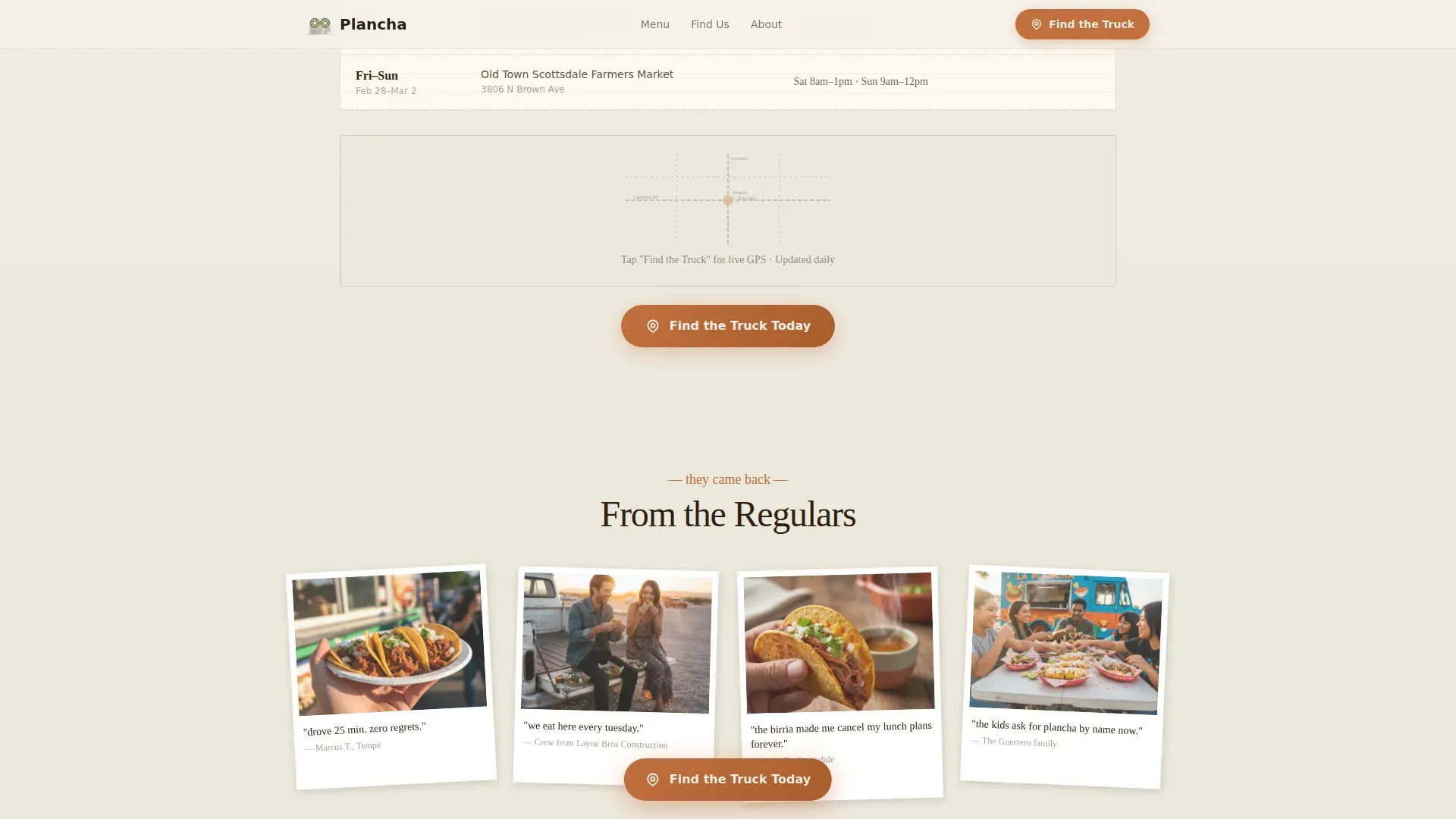 Taco Truck Landing Page Template - Sunset Mesa Design