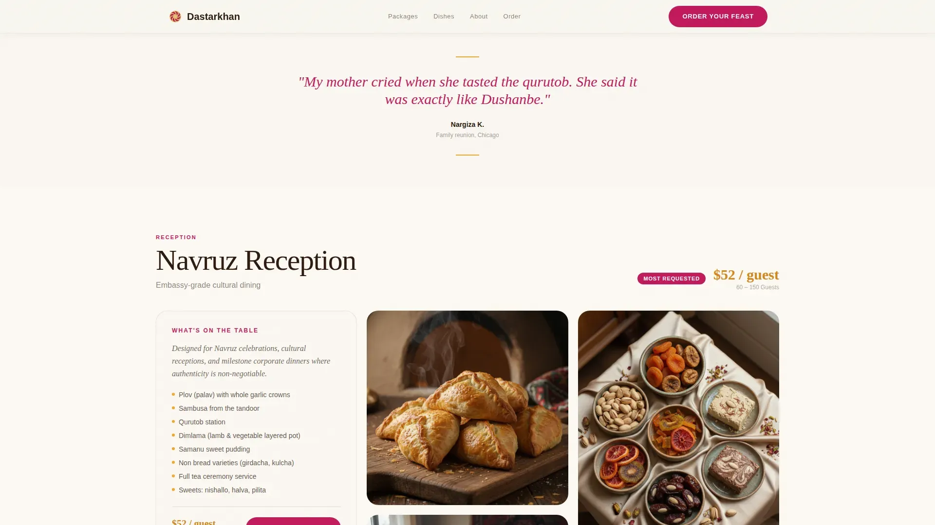 Luxe Tajik Catering Landing Page Template