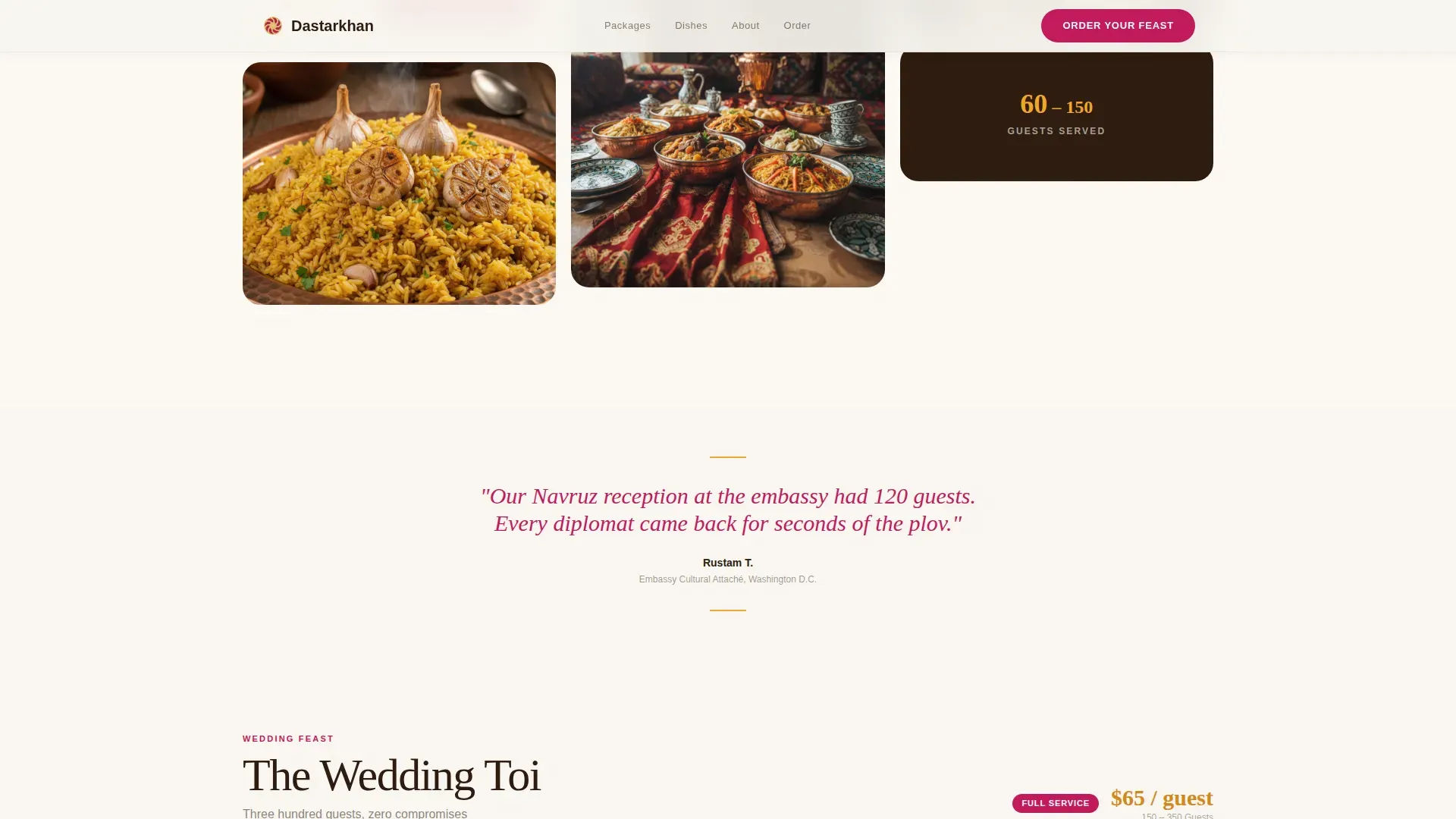 Luxe Tajik Catering Landing Page Template