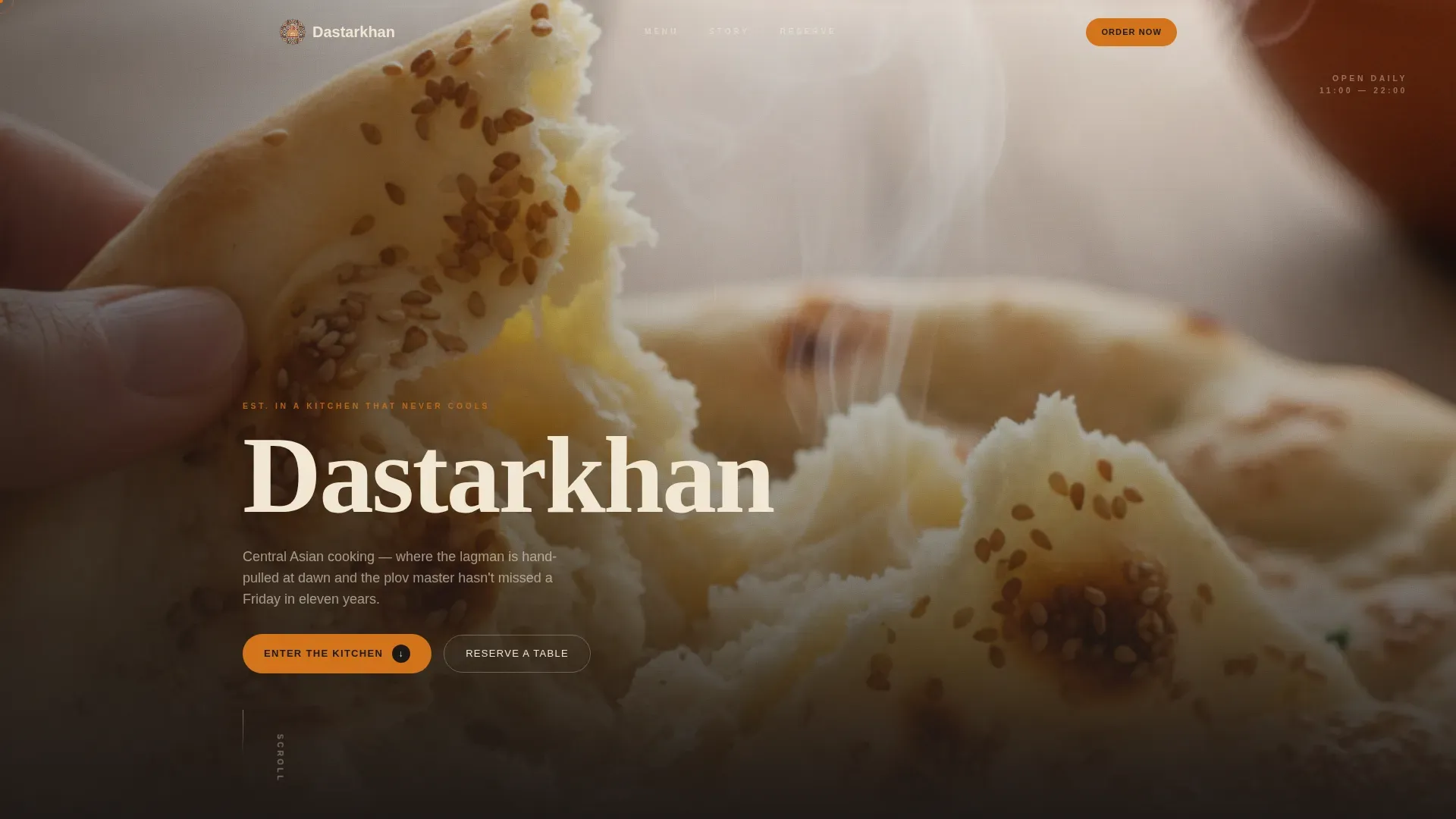 Neo-Retro Tajik Restaurant Landing Page Template