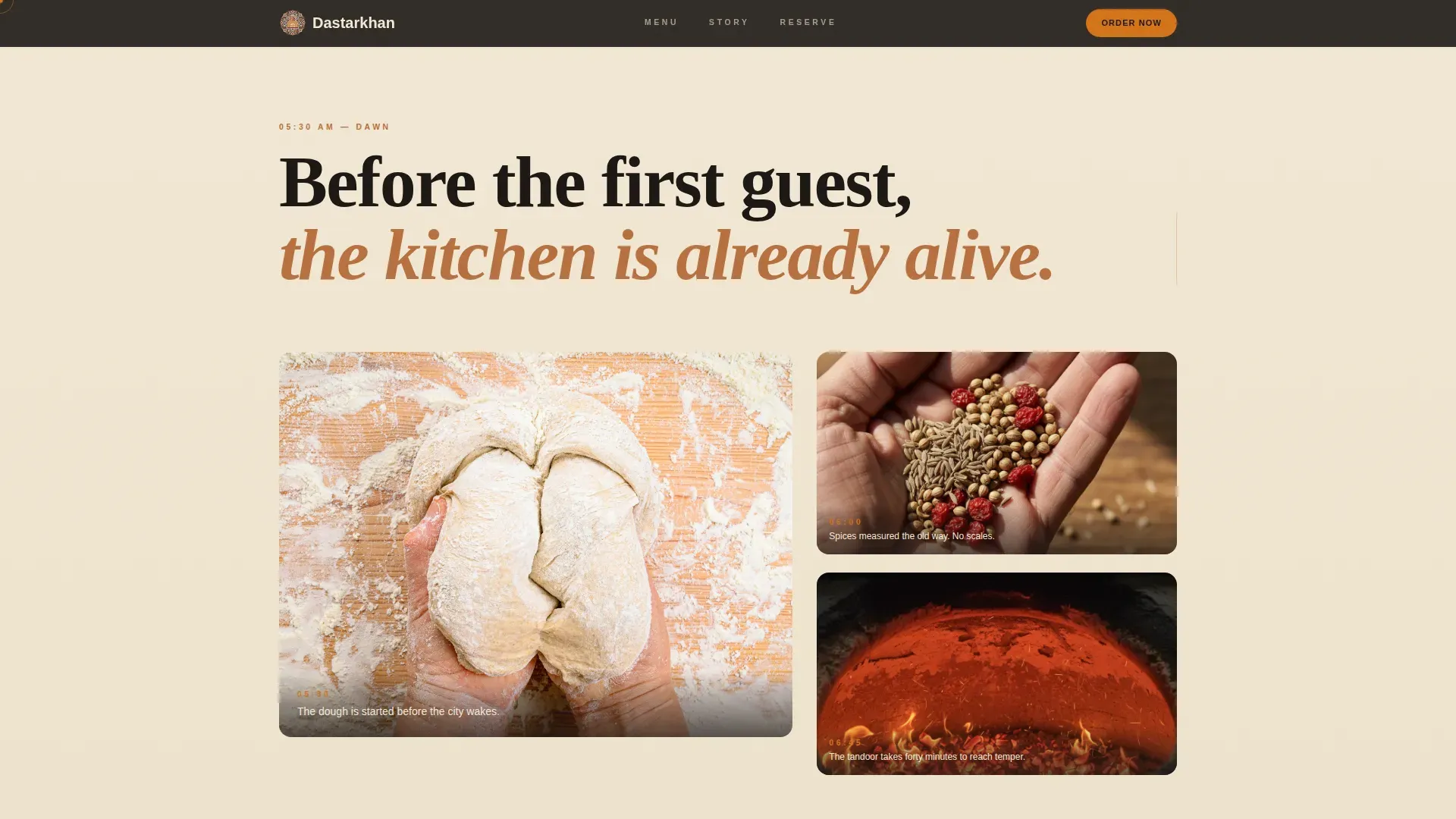 Neo-Retro Tajik Restaurant Landing Page Template