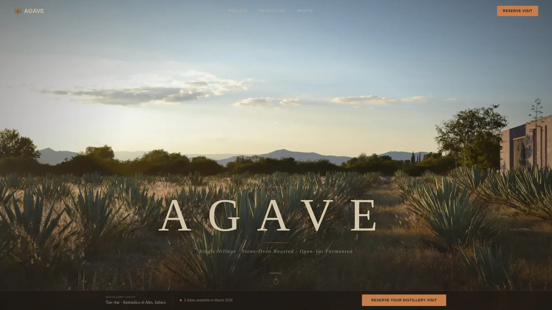 Immersive Distillery Booking Landing Page Template