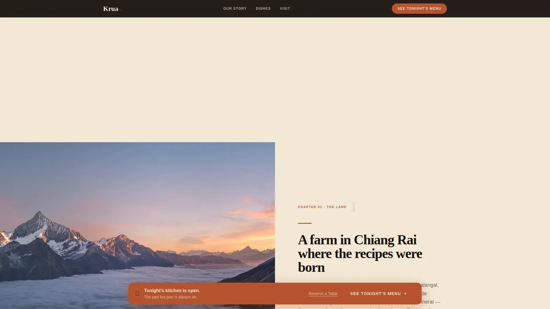 Thai Casual Dining Landing Page Template