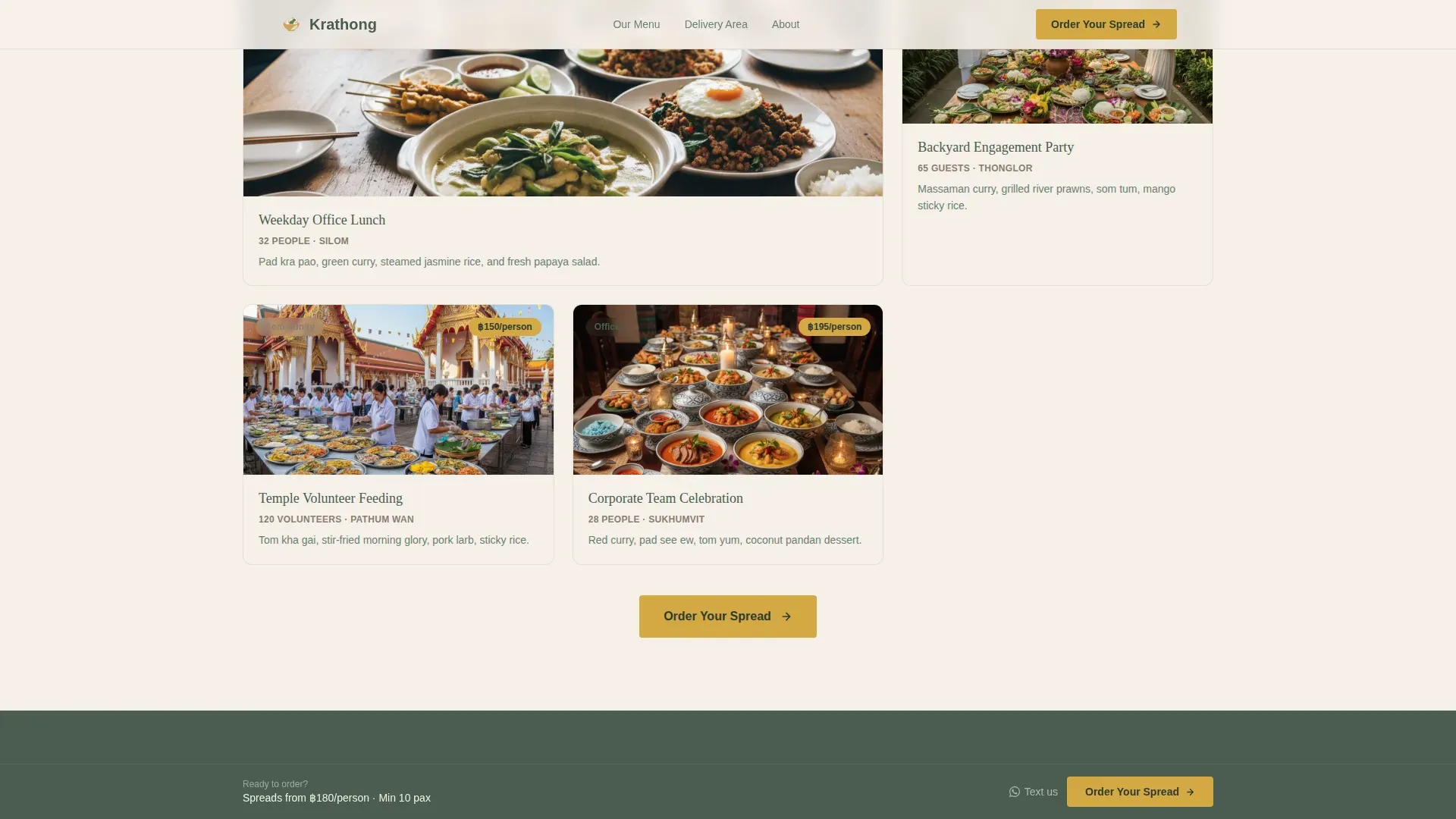 Thai Catering Service Landing Page Template
