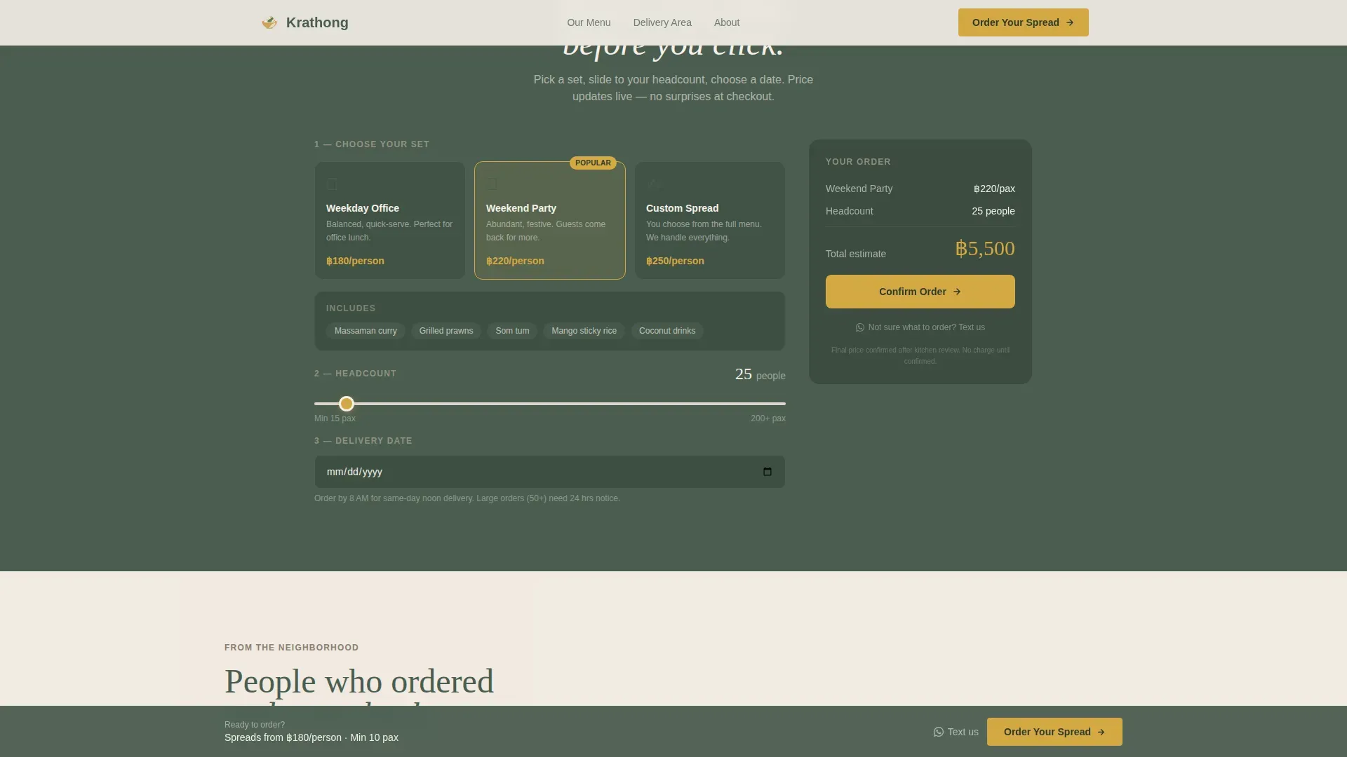 Thai Catering Service Landing Page Template
