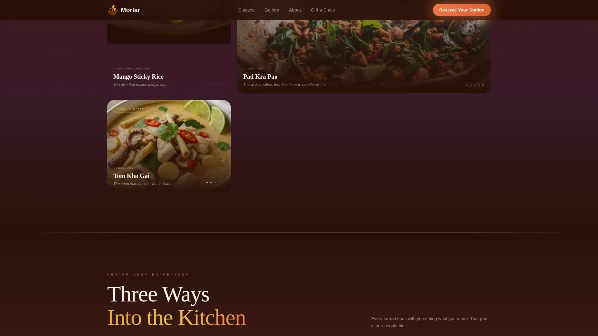 Thai Cooking Class Landing Page Template
