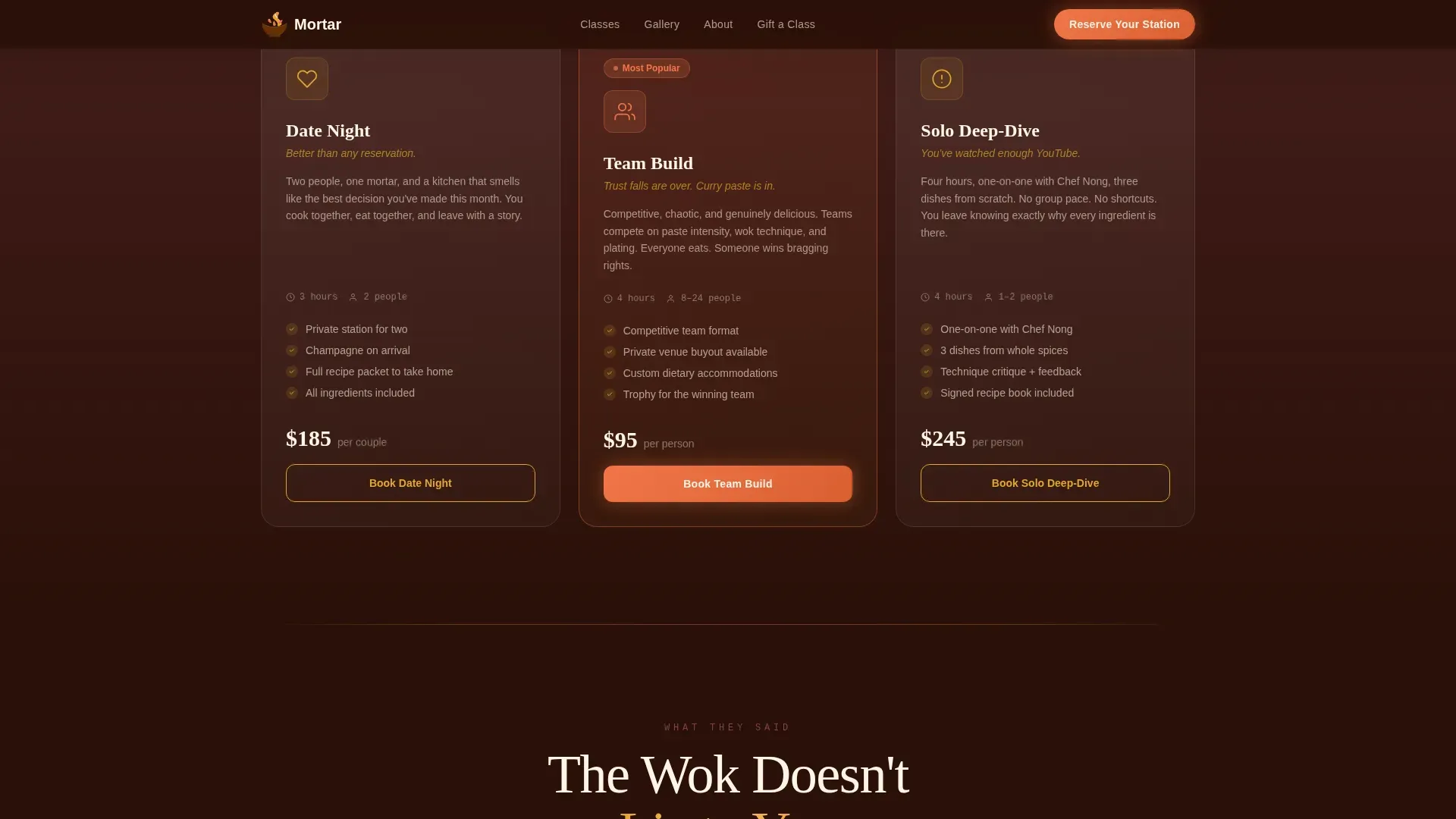 Thai Cooking Class Landing Page Template