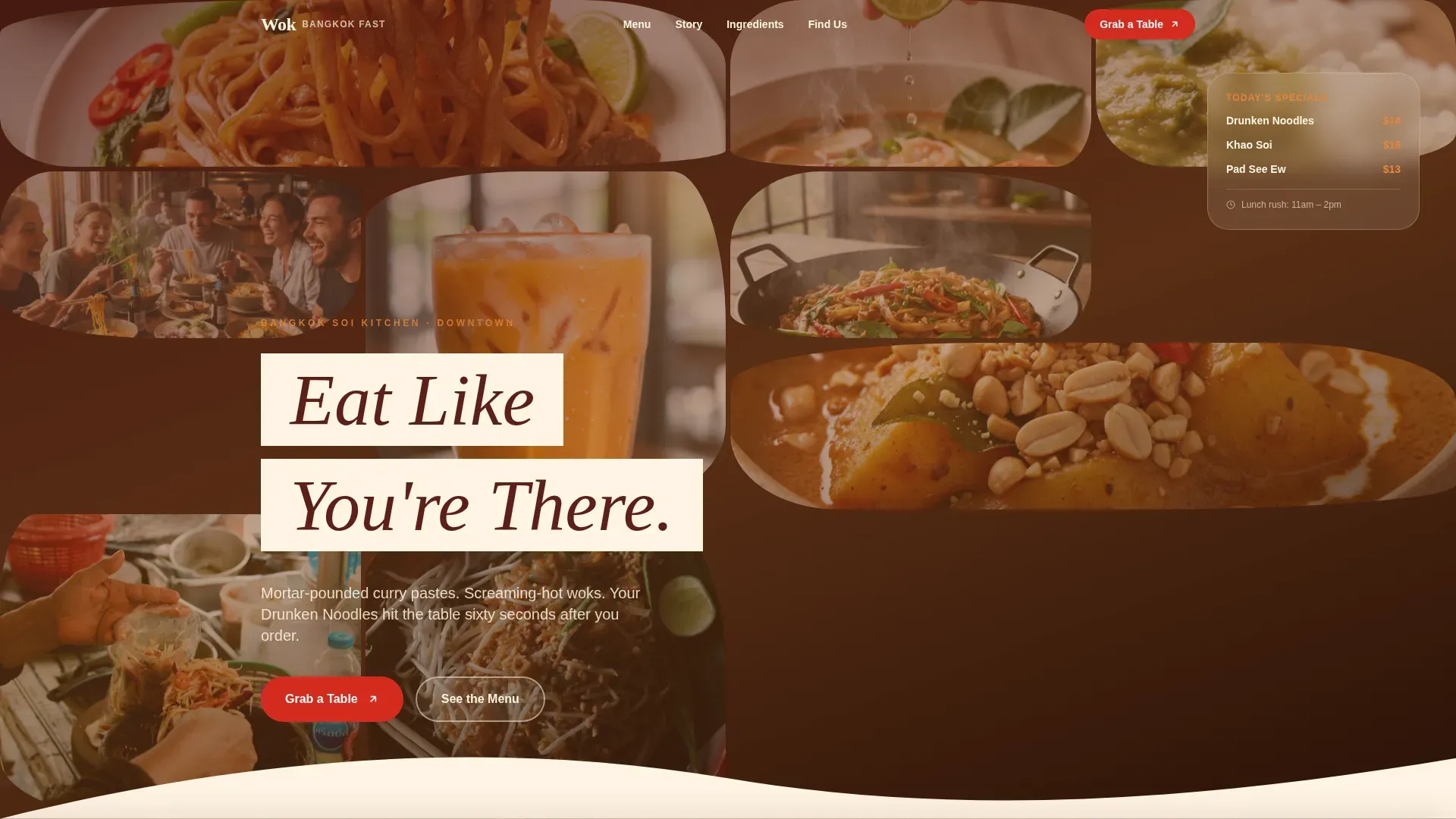 Thai Fast Casual Restaurant Landing Page Template