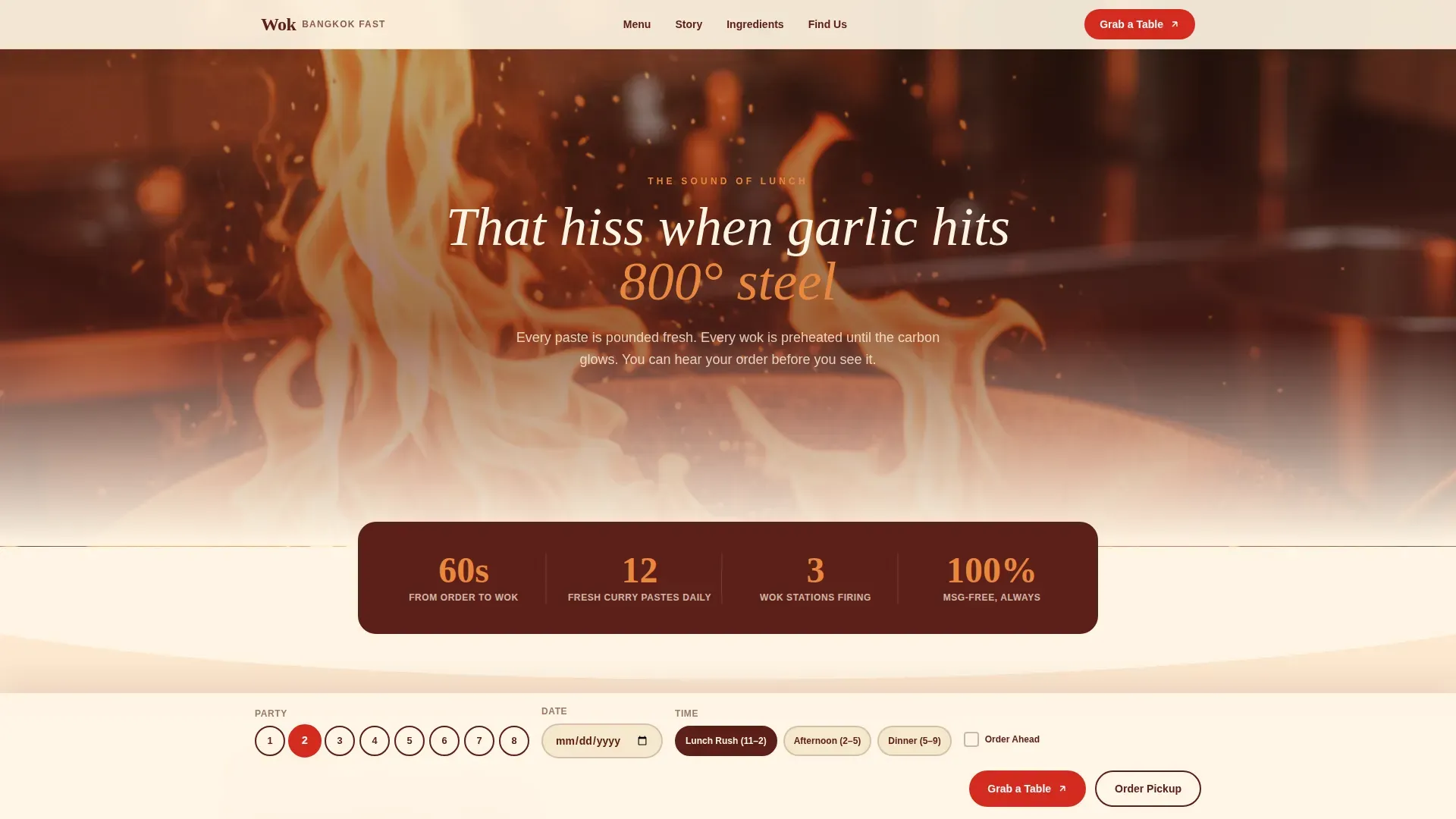 Thai Fast Casual Restaurant Landing Page Template