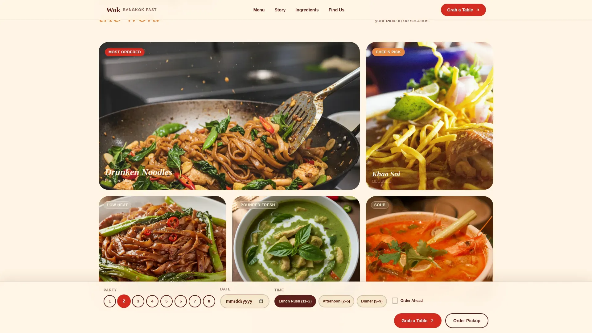 Thai Fast Casual Restaurant Landing Page Template