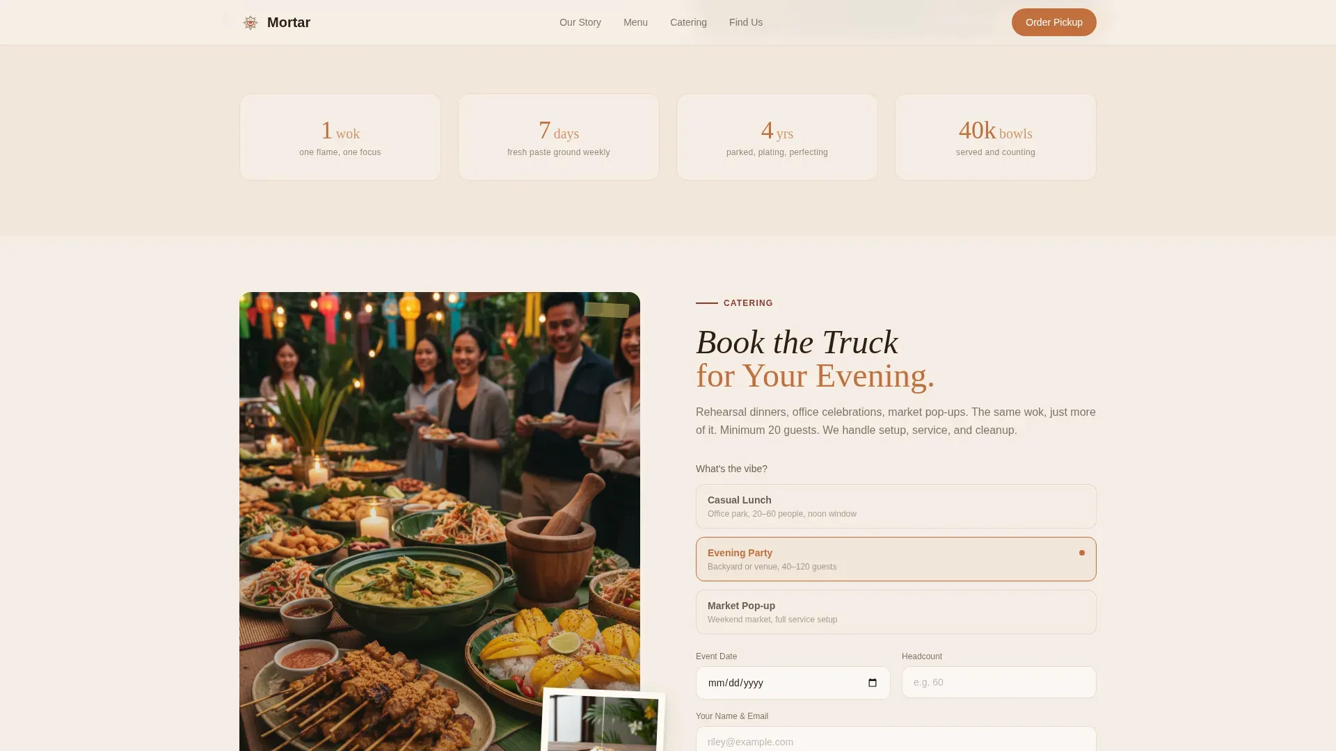 Thai Food Truck Landing Page Template