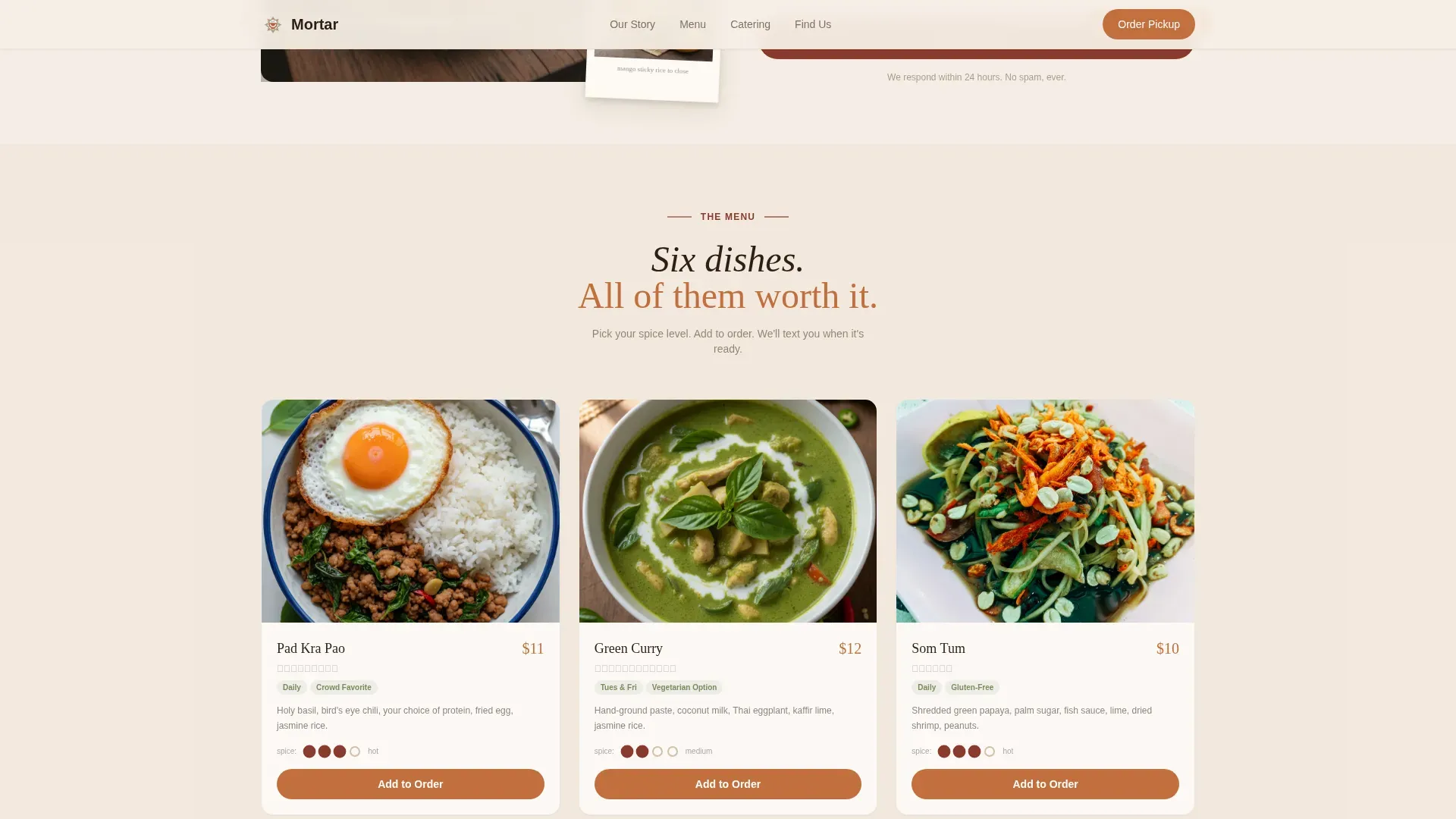 Thai Food Truck Landing Page Template