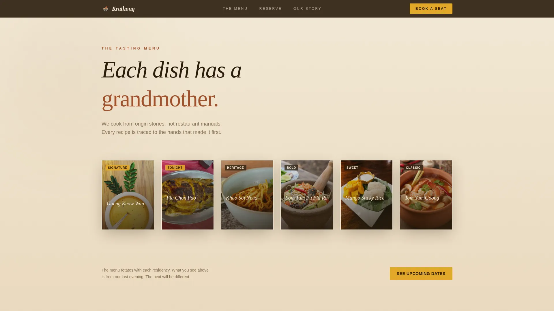 Thai Dining Booking Website Template