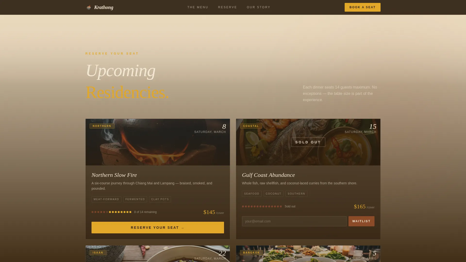 Thai Dining Booking Website Template