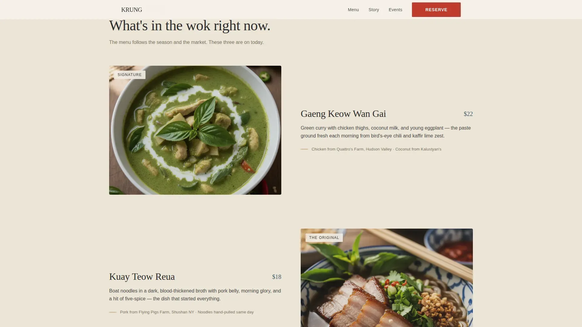 Thai Restaurant Event Registration Landing Page Template