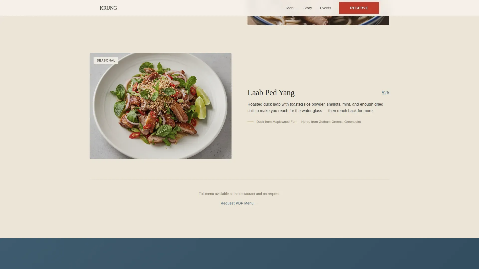 Thai Restaurant Event Registration Landing Page Template