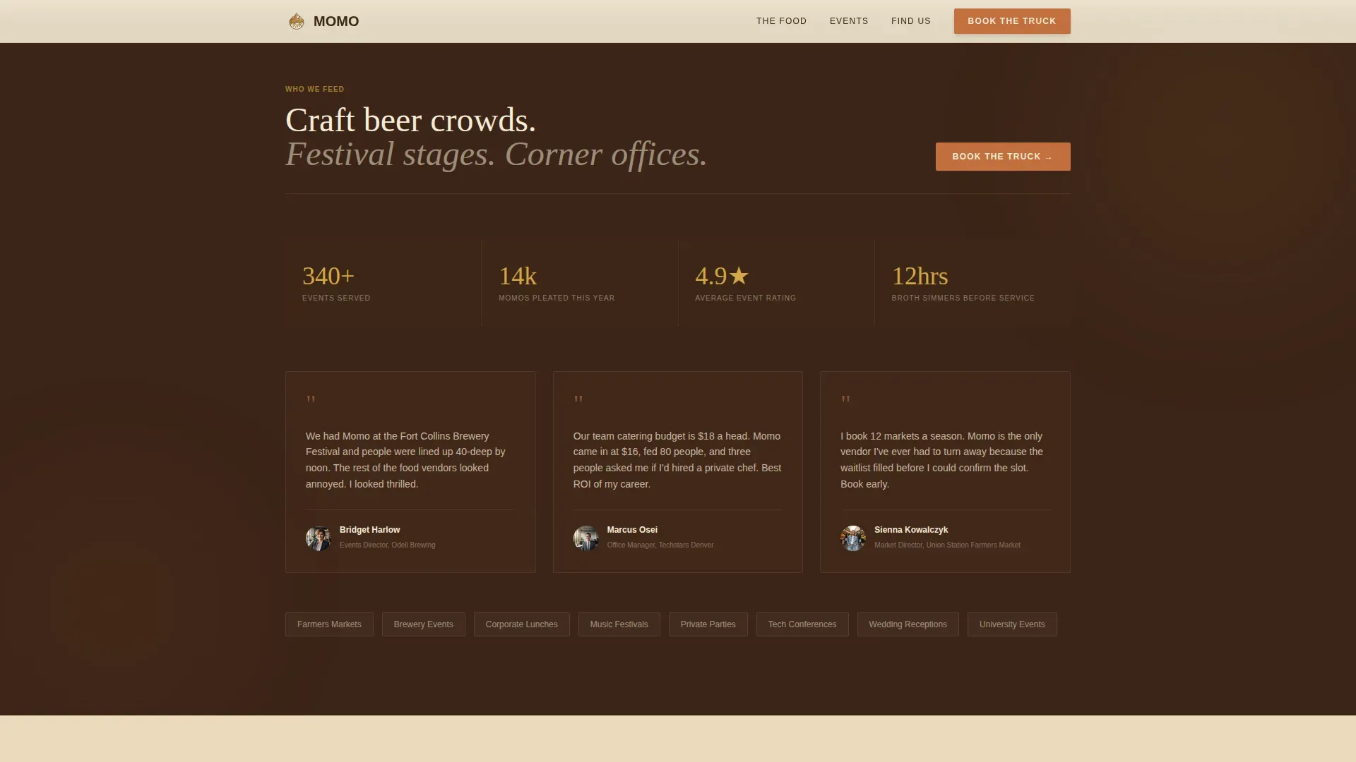 Himalayan Food Truck Event Booking Landing Page