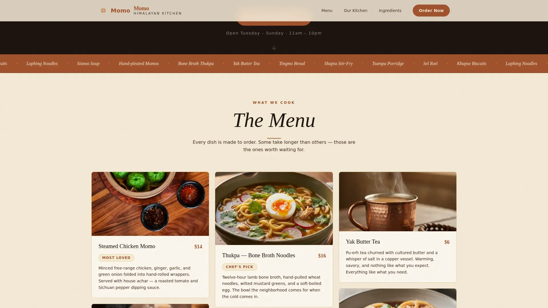 Tibetan Cuisine Professional Website Template