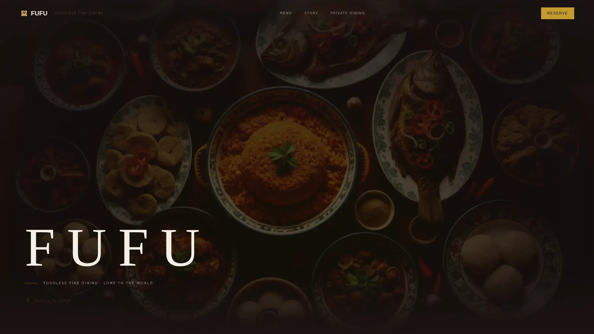 Luxe Togolese Fine Dining Restaurant Landing Page Template