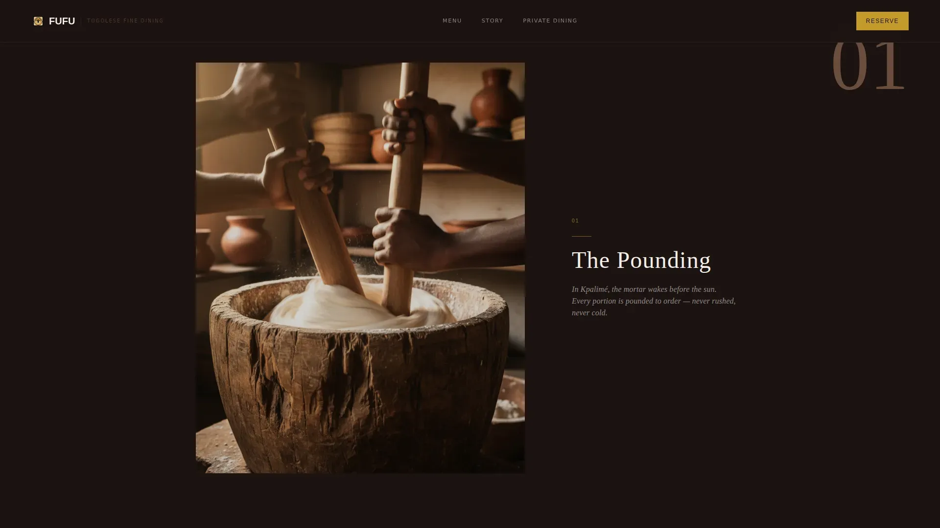 Luxe Togolese Fine Dining Restaurant Landing Page Template