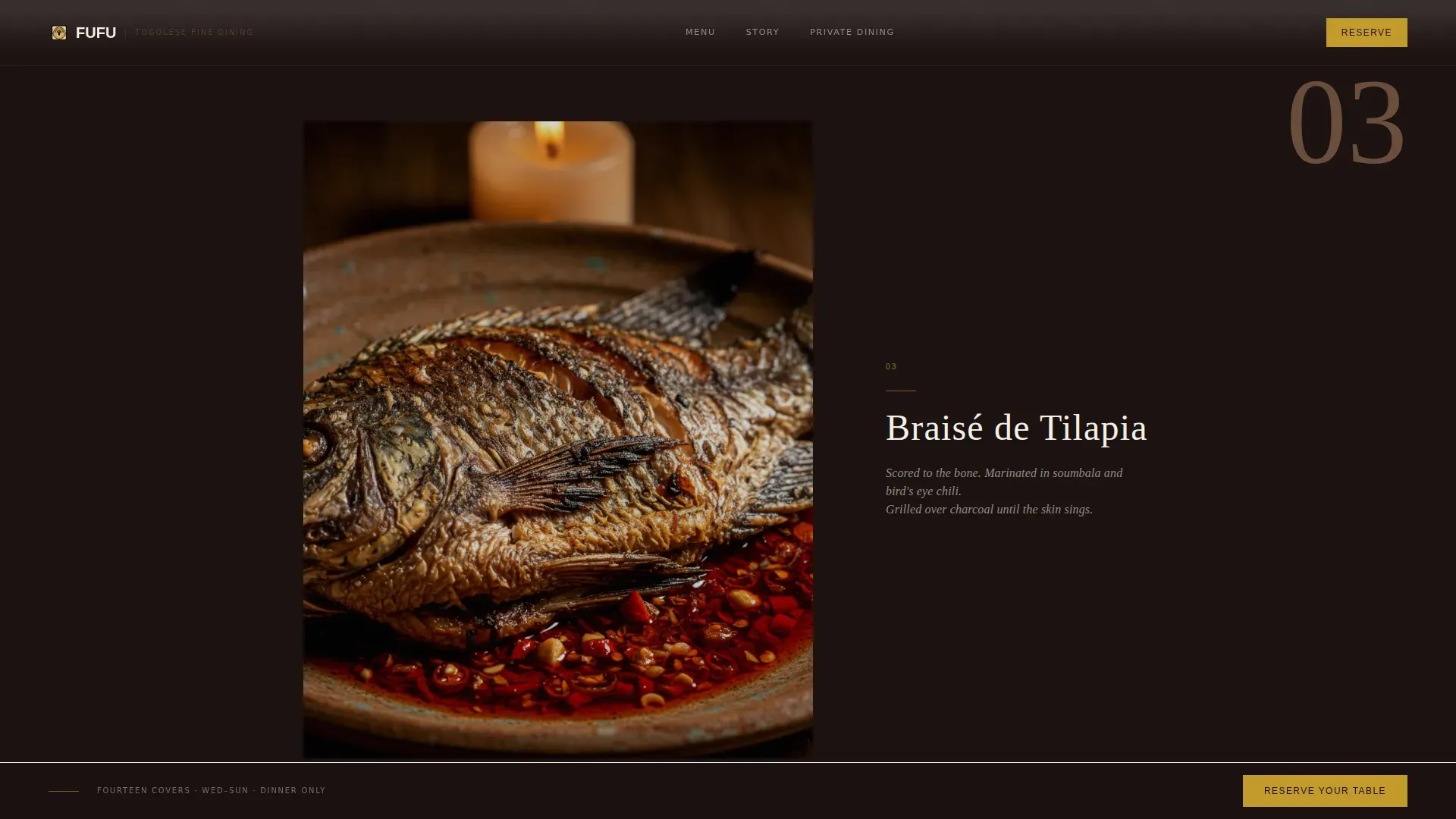 Luxe Togolese Fine Dining Restaurant Landing Page Template